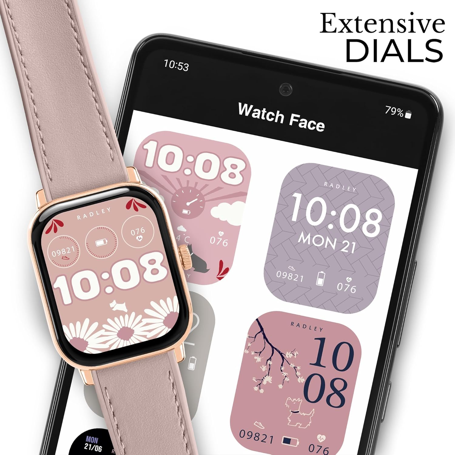 Womens Smart Watch Pink Silicone Strap AMOLED Fitness Tracker