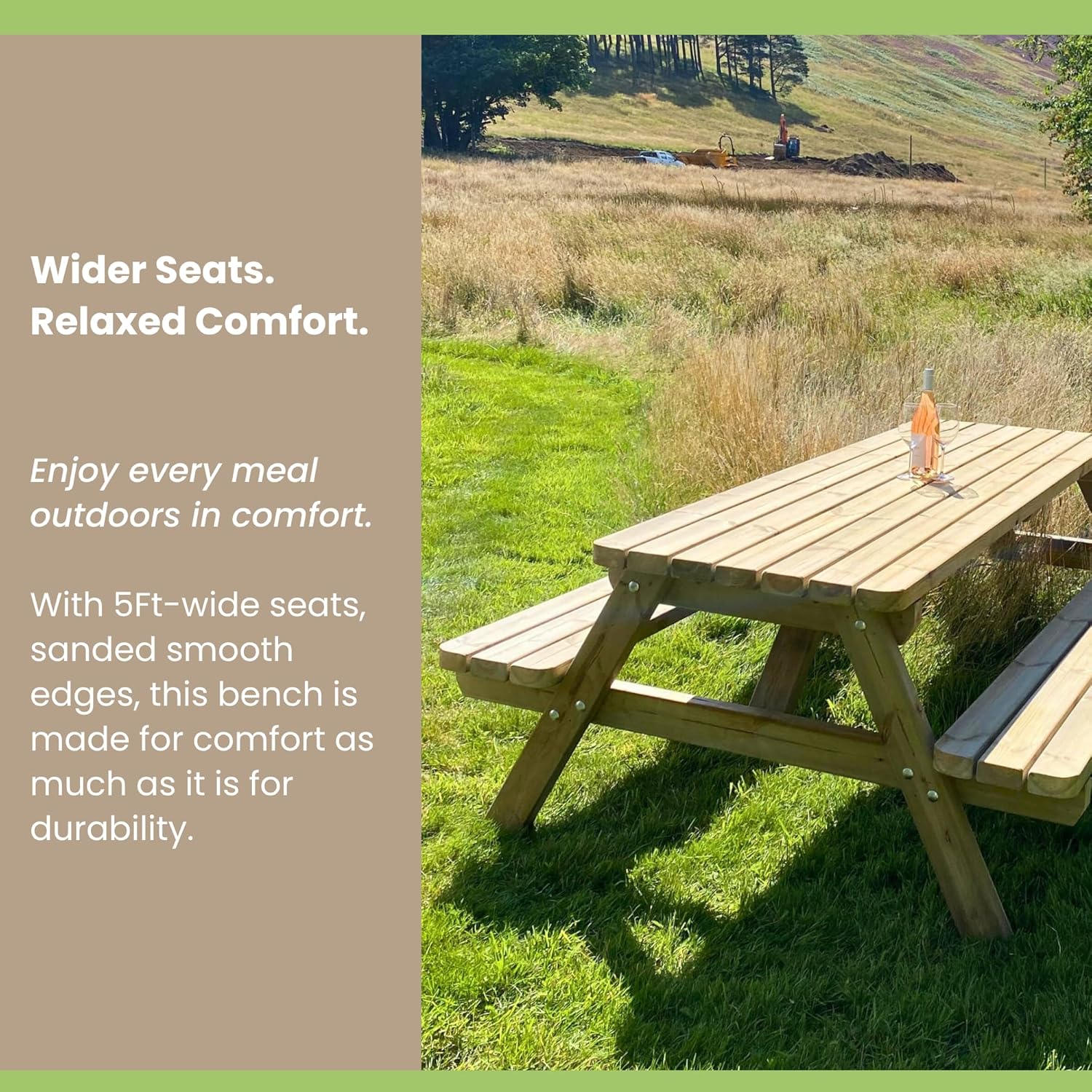 5ft Wooden A Frame Picnic Table Garden Patio Bench Set