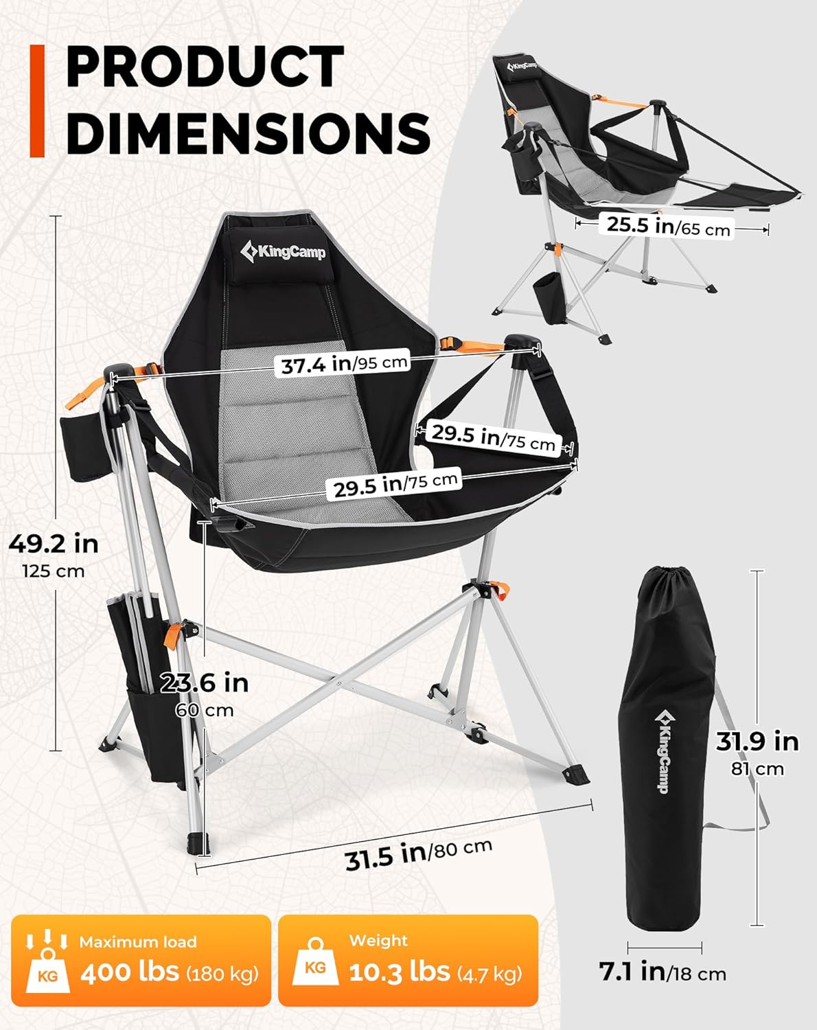 Hammock Camping Chair Swing Folding Seat with Footrest