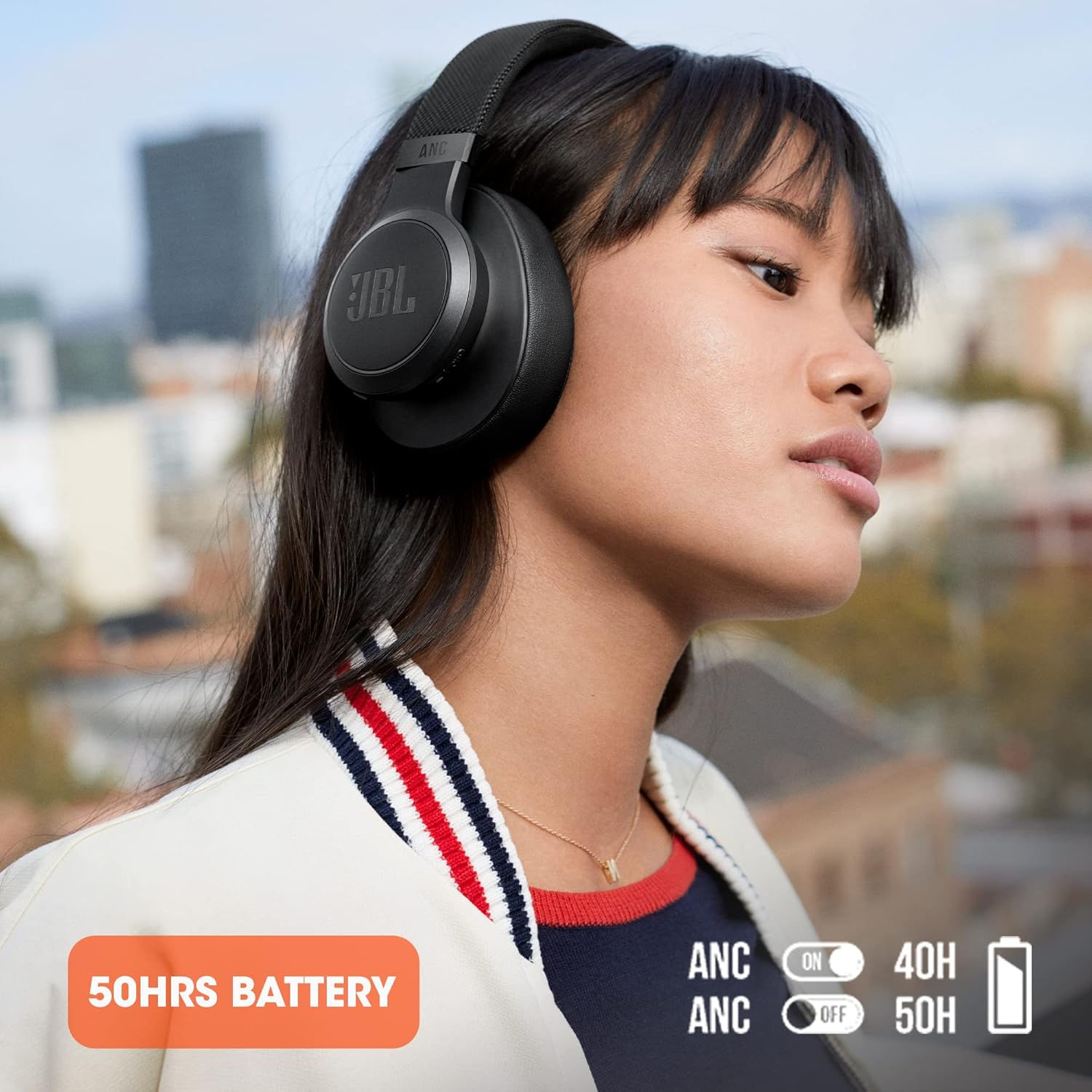 Wireless Bluetooth Noise Cancelling Headphones 50H Playtime Bass