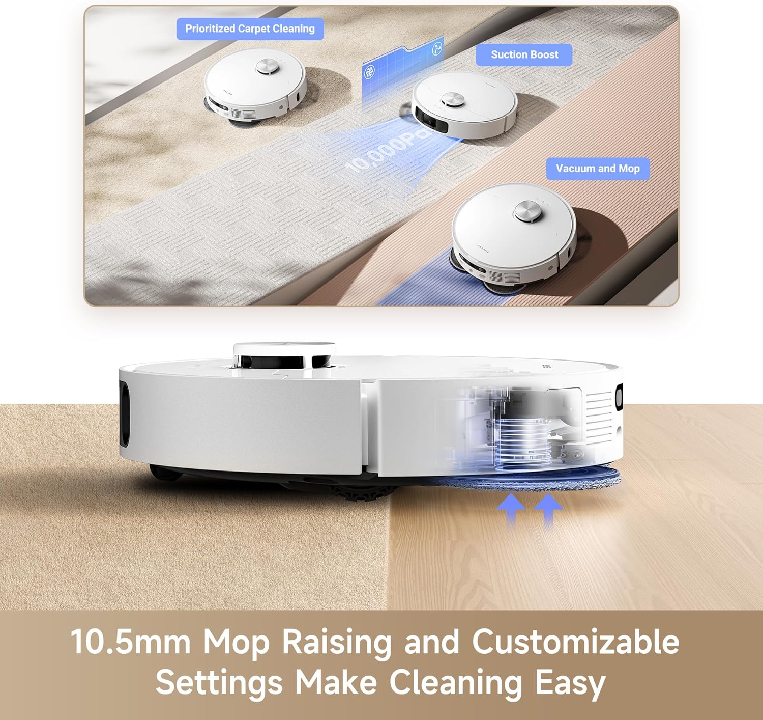 Robot Vacuum Mop 10000Pa Self Empty Wash Dry Smart