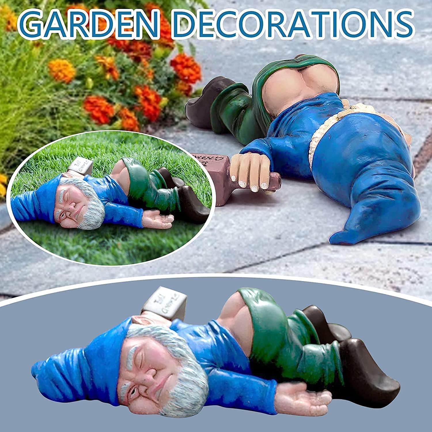 Funny Drunk Gnome Statue Resin Garden Decor Naughty Elf