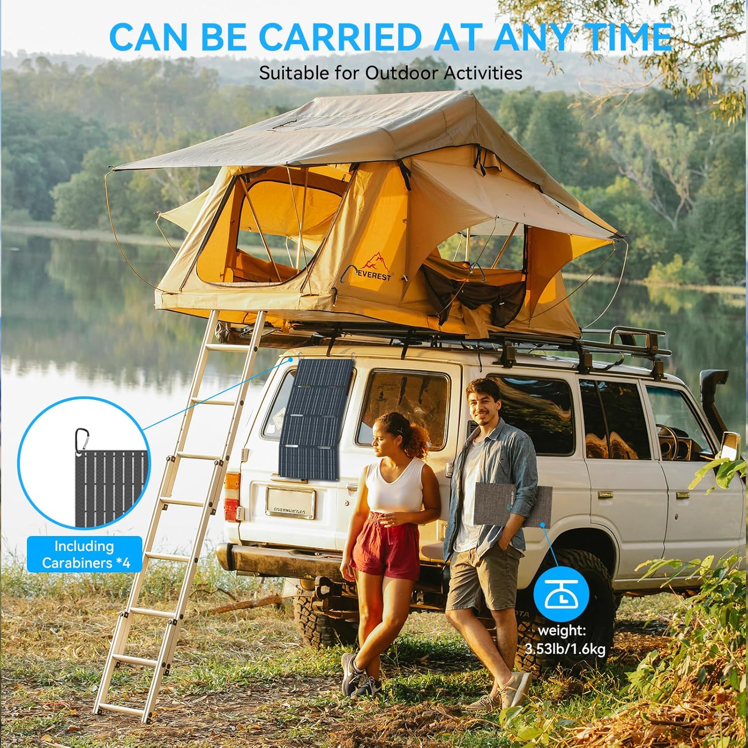 60W Foldable Solar Panel Charger Portable USB C USB A Camping Power