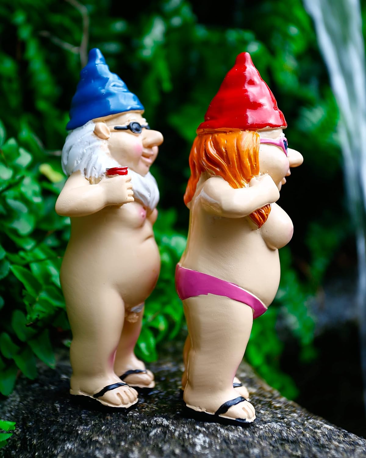 2Pcs Funny Naughty Garden Gnomes Resin Outdoor Lawn Decor Set