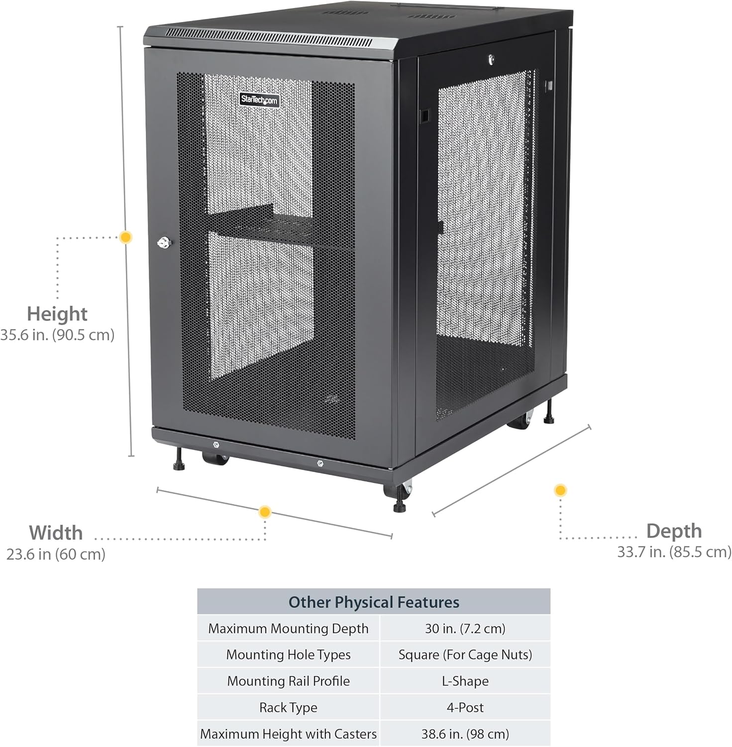18U Enterprise Server Rack Cabinet 4 Post Enclosed