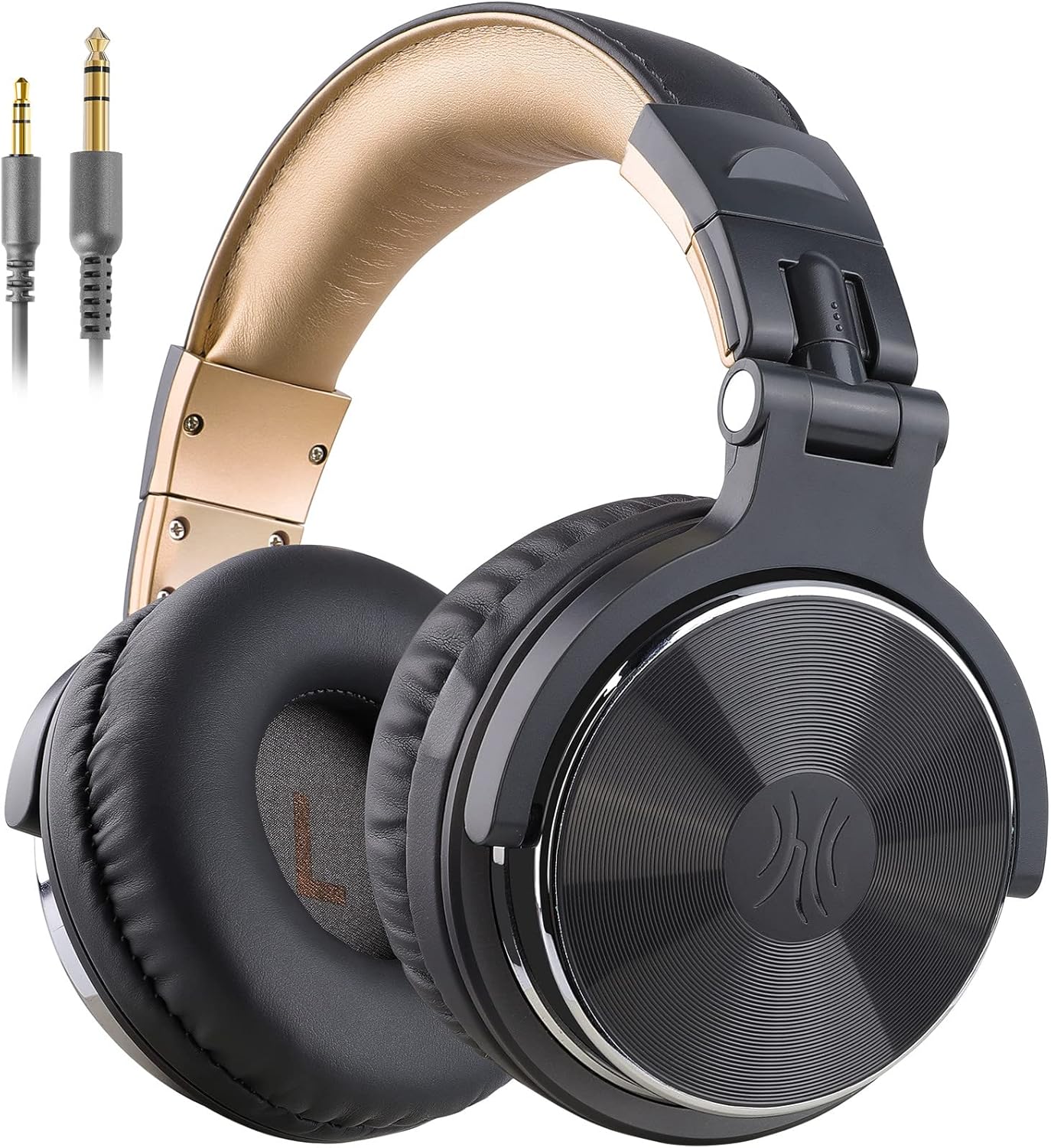 Wired Over Ear Studio Headphones 50mm Driver Foldable DJ Monitor Grey
