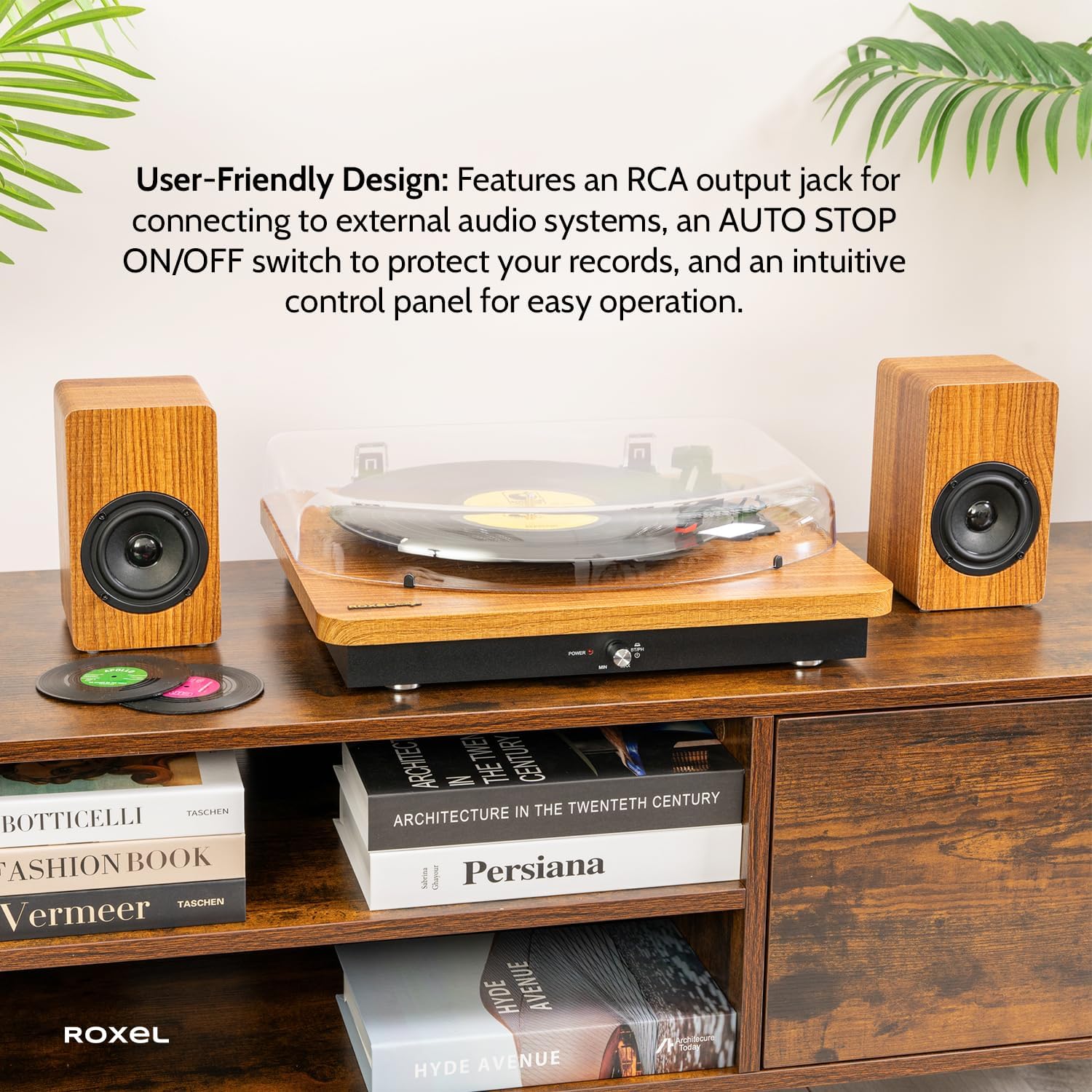 3-Speed Bluetooth Turntable with Stereo Speakers & Belt Drive