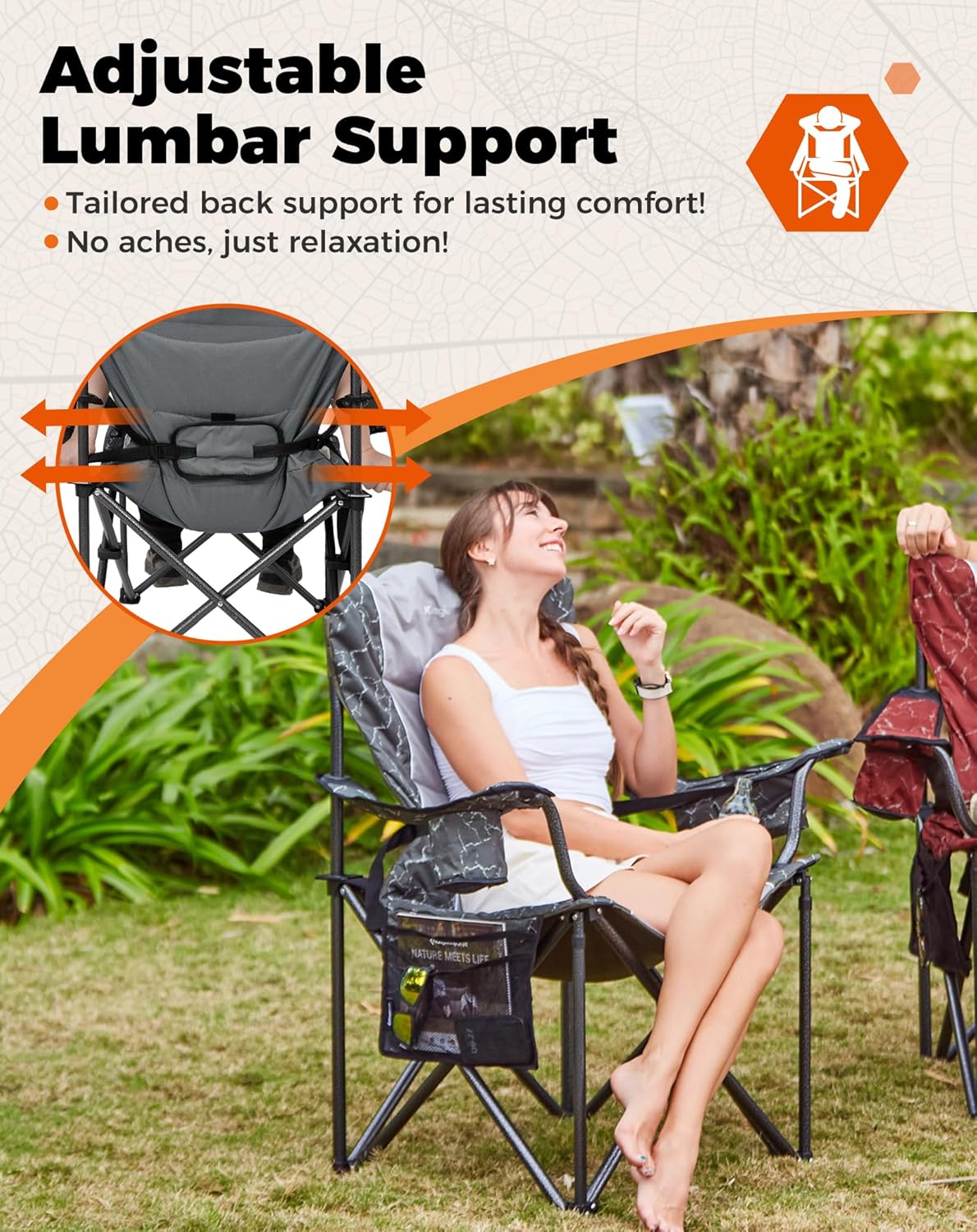 Oversized Camping Chair 205KG Cooler Grey