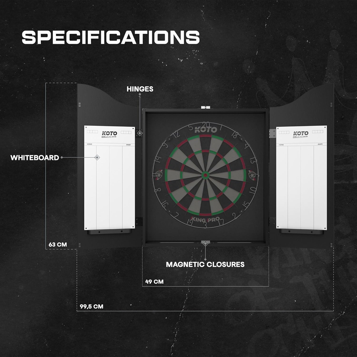 Black Dartboard Cabinet Metal Scoreboards Wall Mount Storage