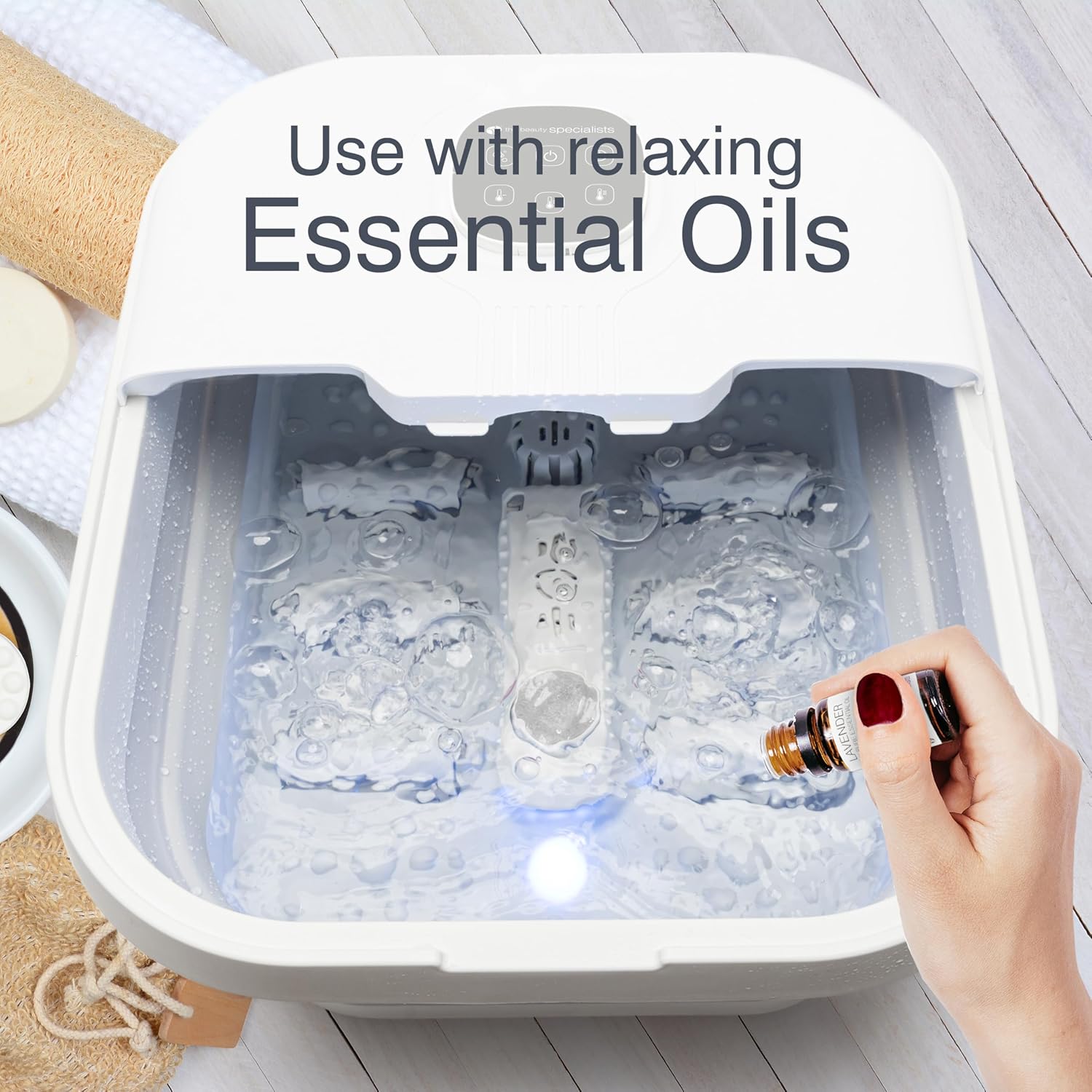 Collapsible Foot Spa Massager Heat Hydro Jets Remote Rollers