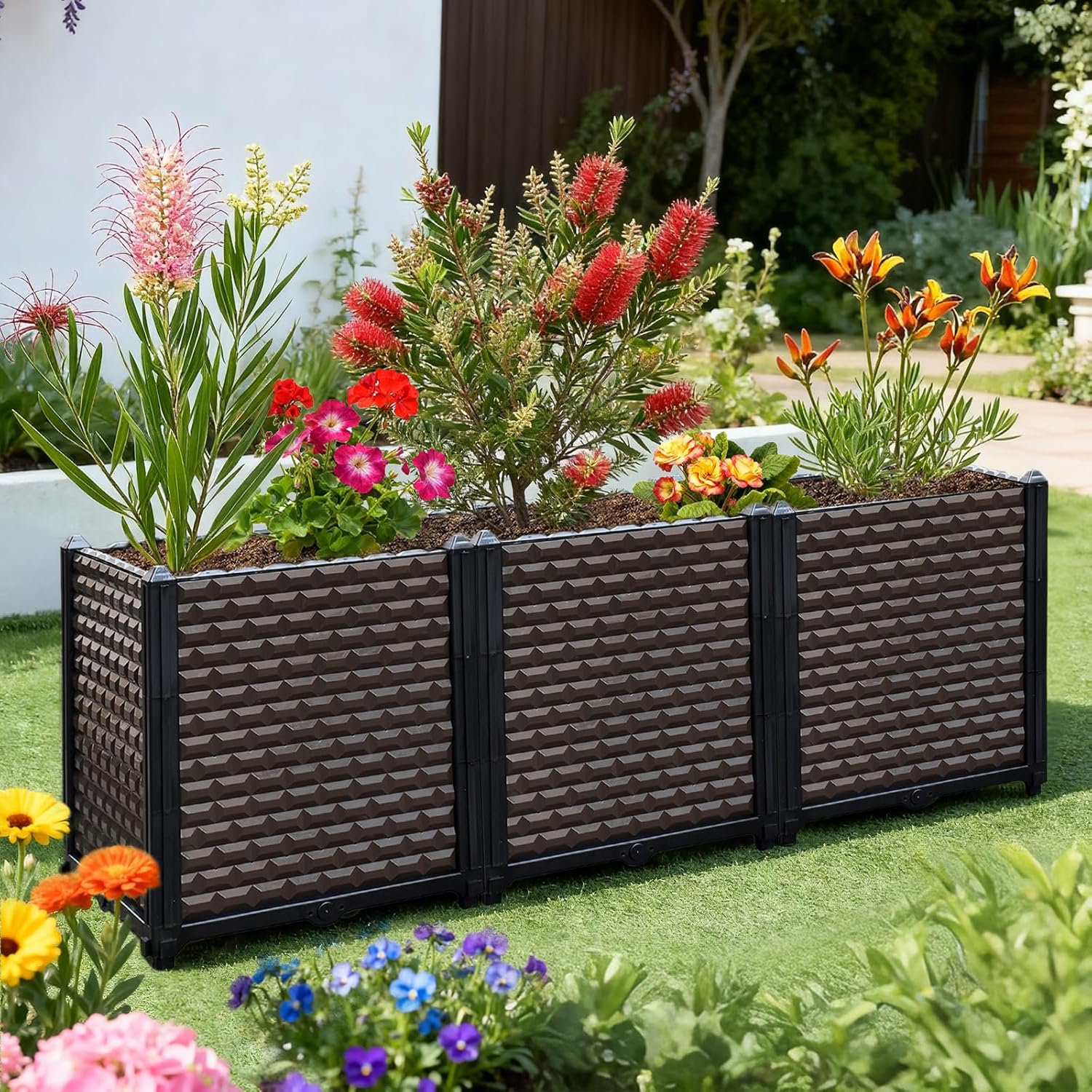 Raised Garden Bed 4 Pack Self Watering Deep Planter Box 50cm