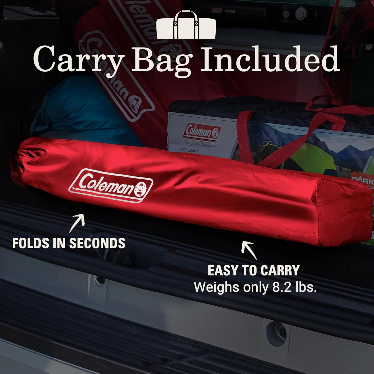 Portable Camping Chair with Cooler Foldable Red