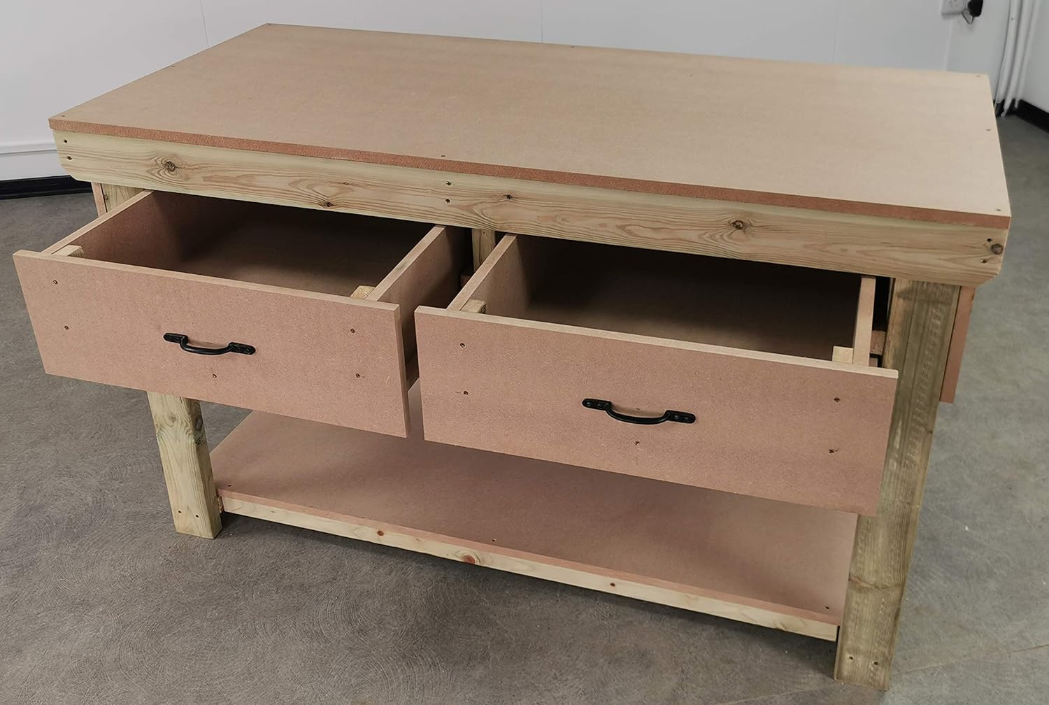 4FT Heavy Duty Wooden Workbench Garage Table w/Drawers