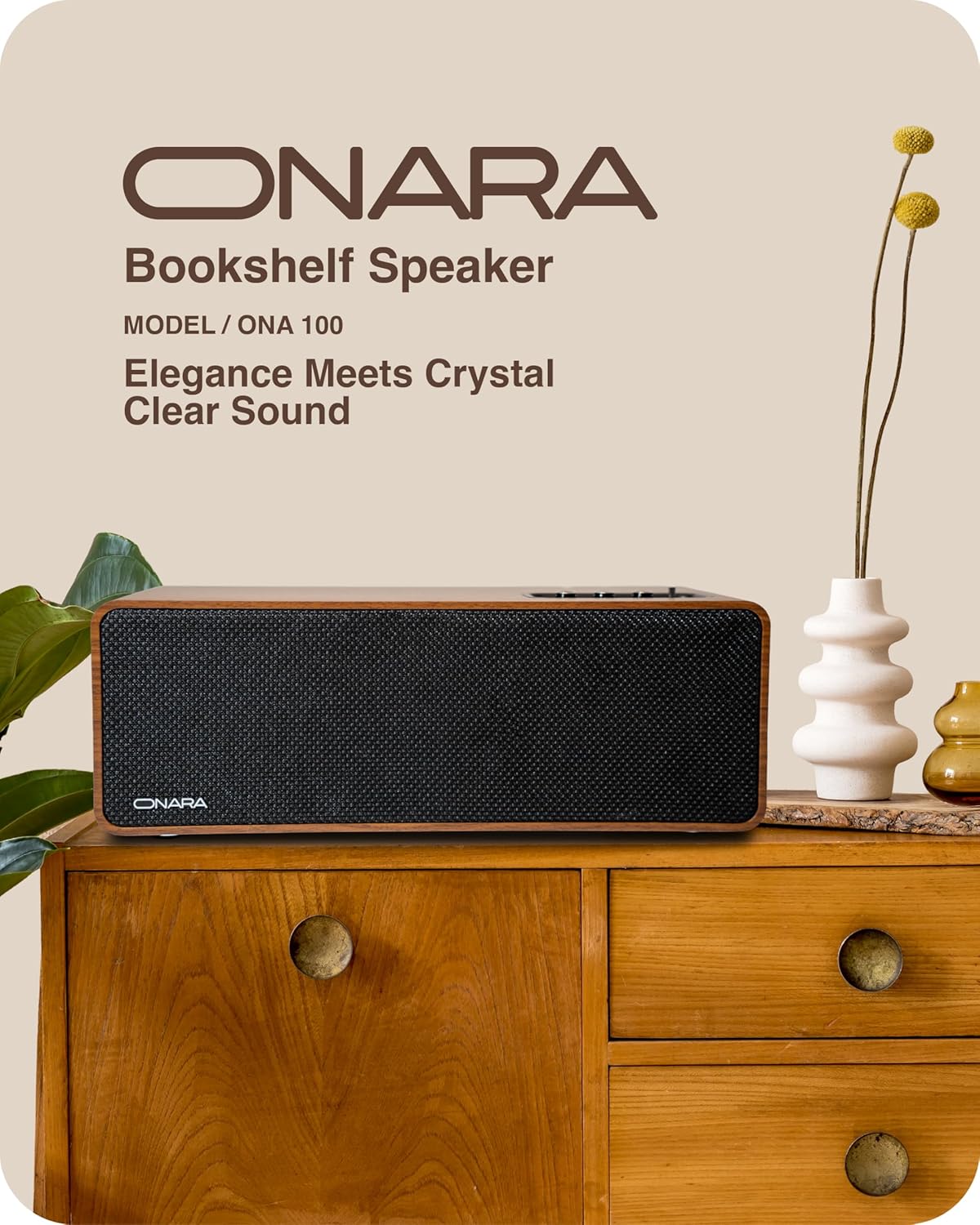 50W Bluetooth Bookshelf Speakers HDMI ARC Wooden HiFi Stereo