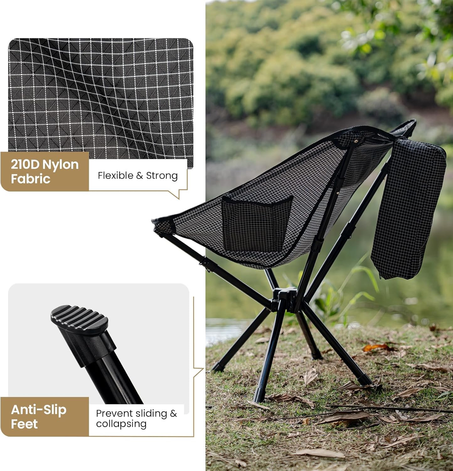Lightweight Folding Camping Chair Portable Backpack Seat