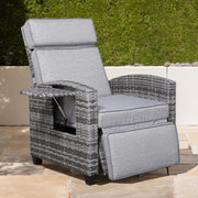 Rattan Reclining Lounge Chair Garden Patio Sun Lounger Grey