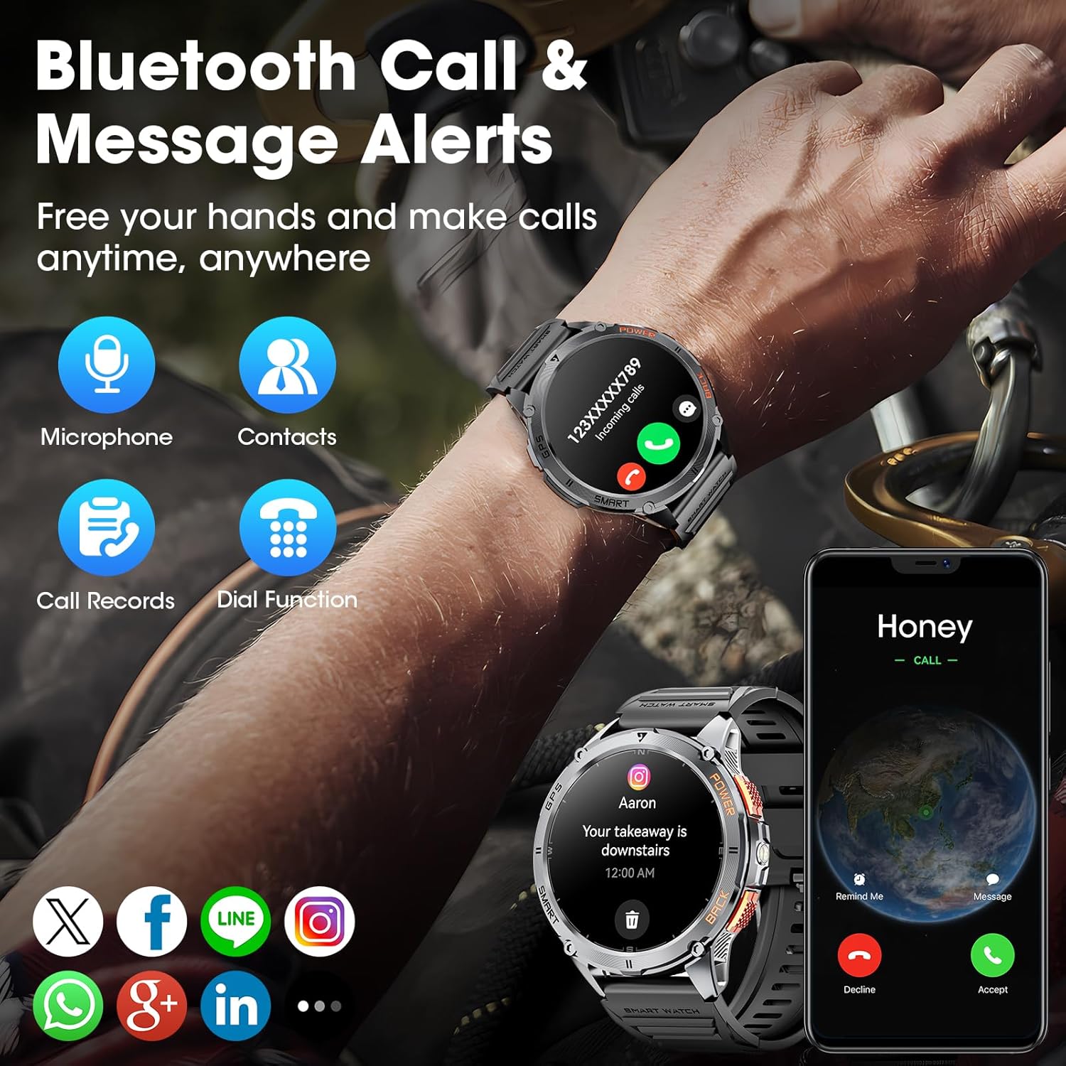 Mens GPS Smart Watch AMOLED 170 Sport Modes Call