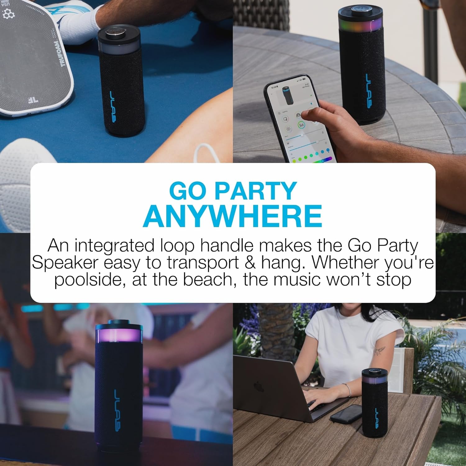 Portable Bluetooth Party Speaker RGB Lights 16H Playtime IP56
