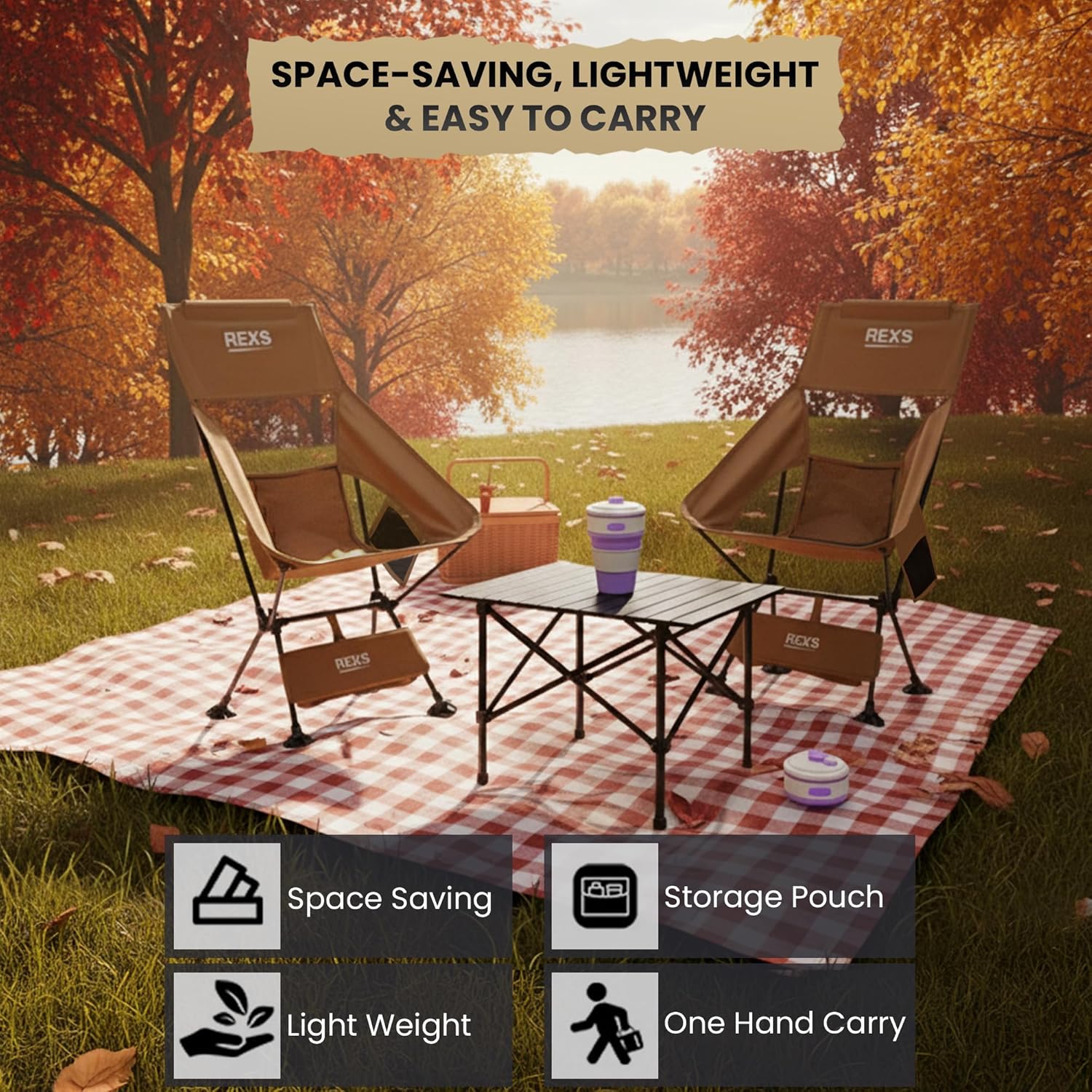 Ultralight Backpacking Chair High Back 330lb Brown