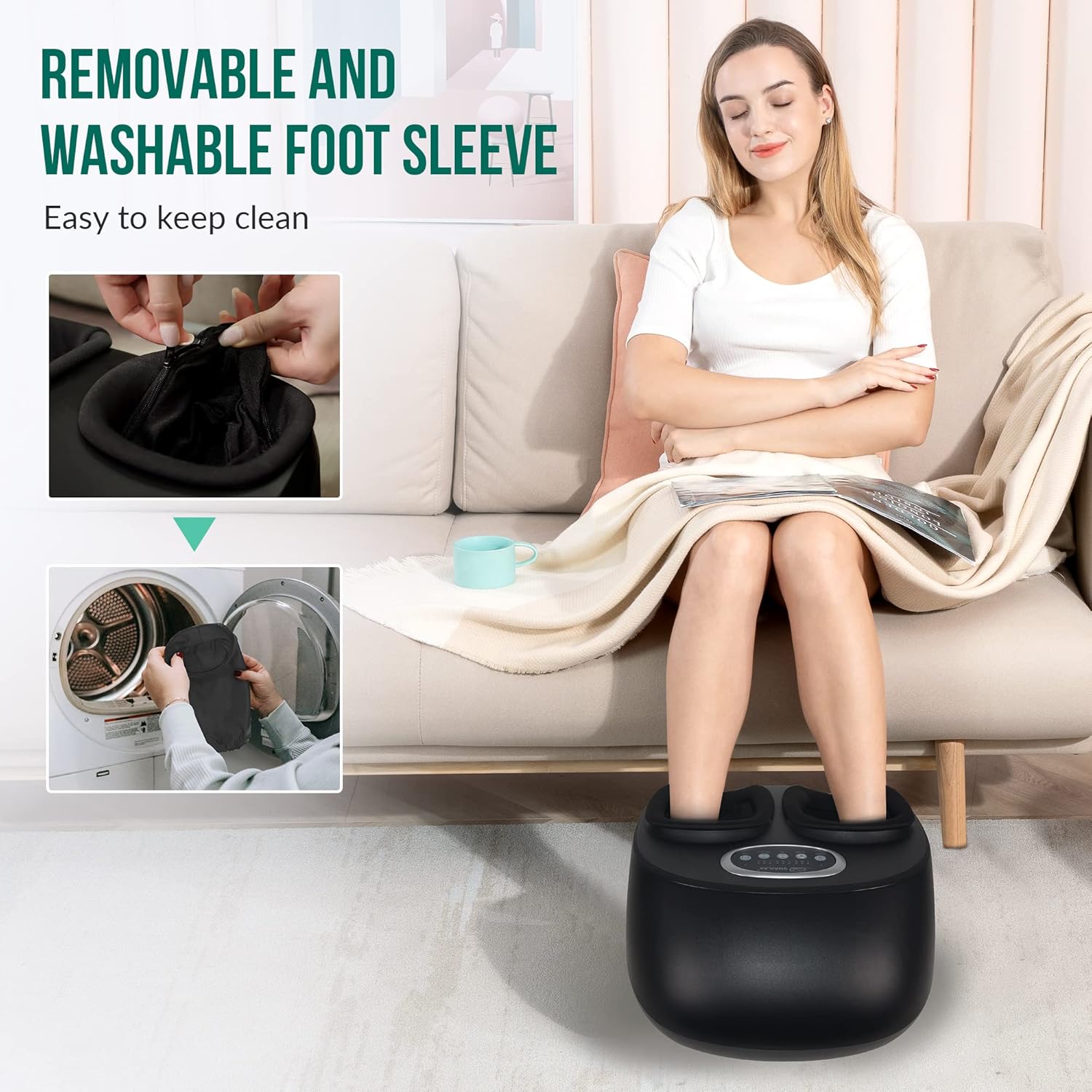 Shiatsu Foot Massager Heat Compression Vibration Deep Kneading Pain