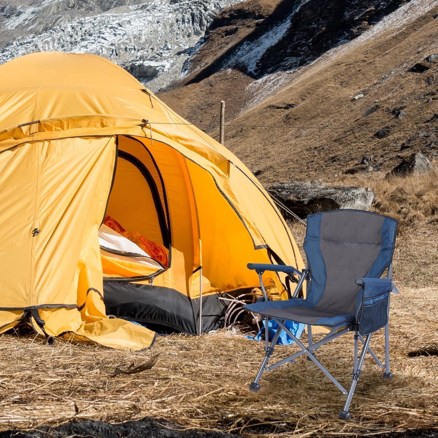 Oversized Folding Camping Chair 200kg Heavy Duty Blue