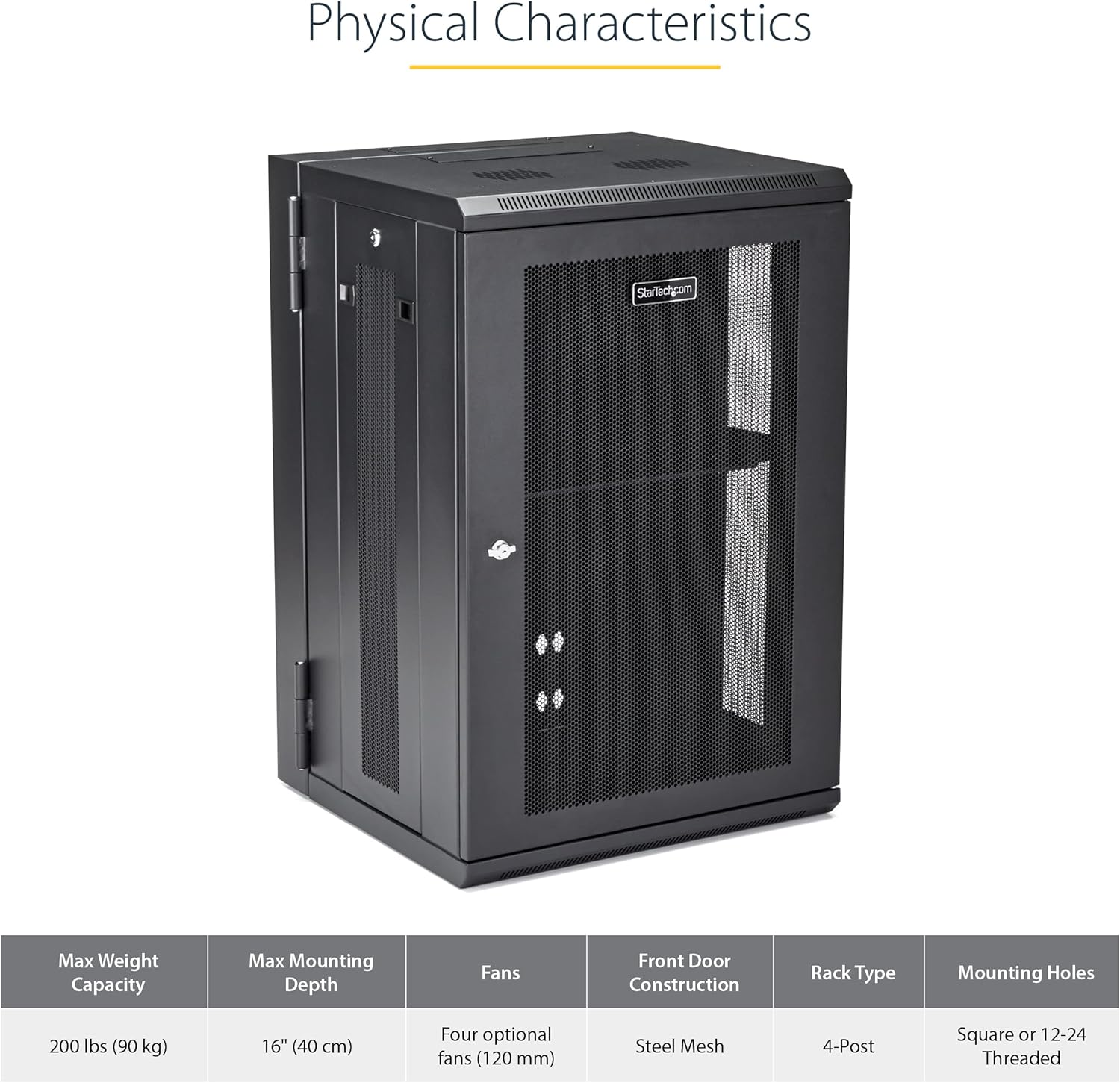 18U Wall Mount Network Cabinet 19in Lockable Rack