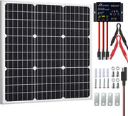 50W 12V Solar Panel Kit Trickle Charger Waterproof Controller