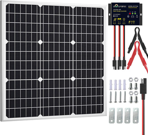 50W 12V Solar Panel Kit Trickle Charger Waterproof Controller