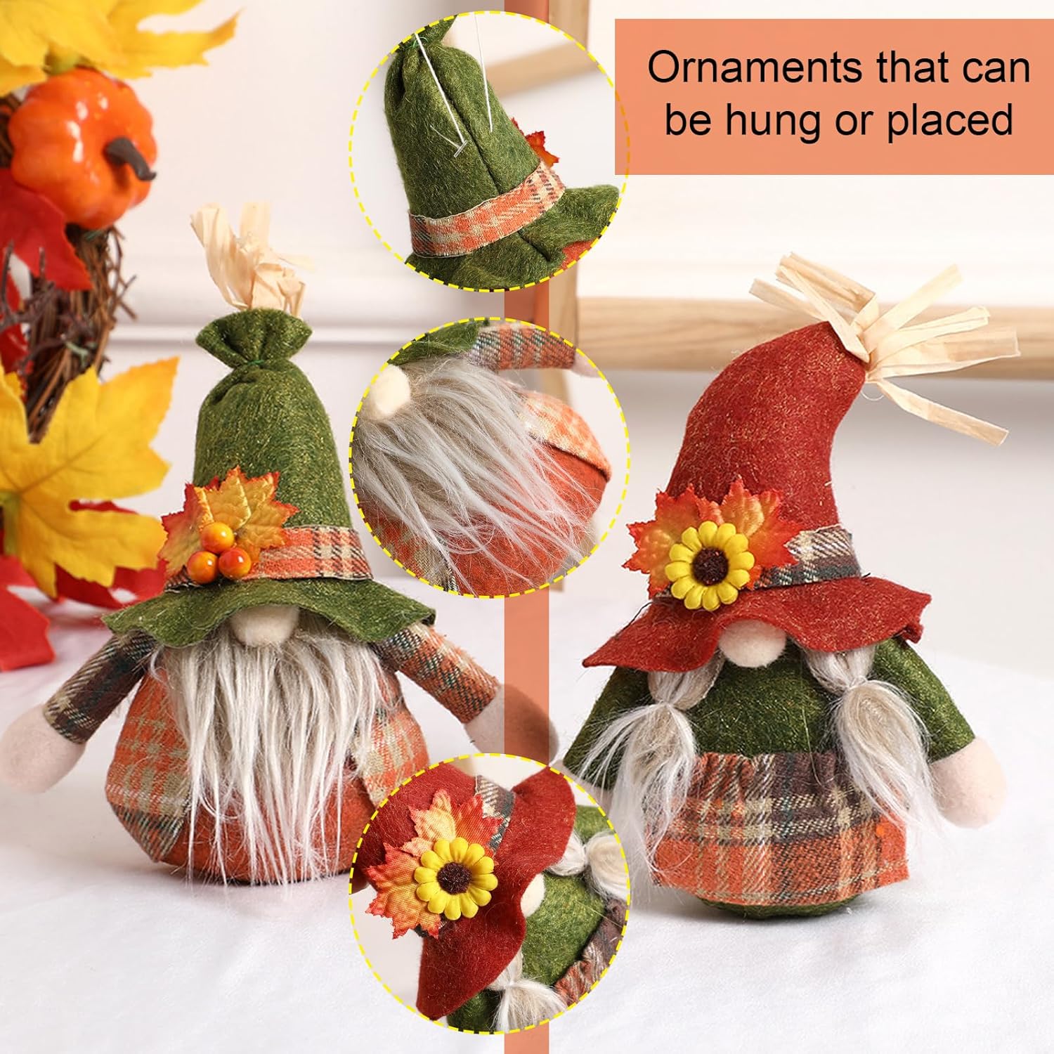 Autumn Gnome Decor Set Fall Harvest Gonk Sunflower Maple Home