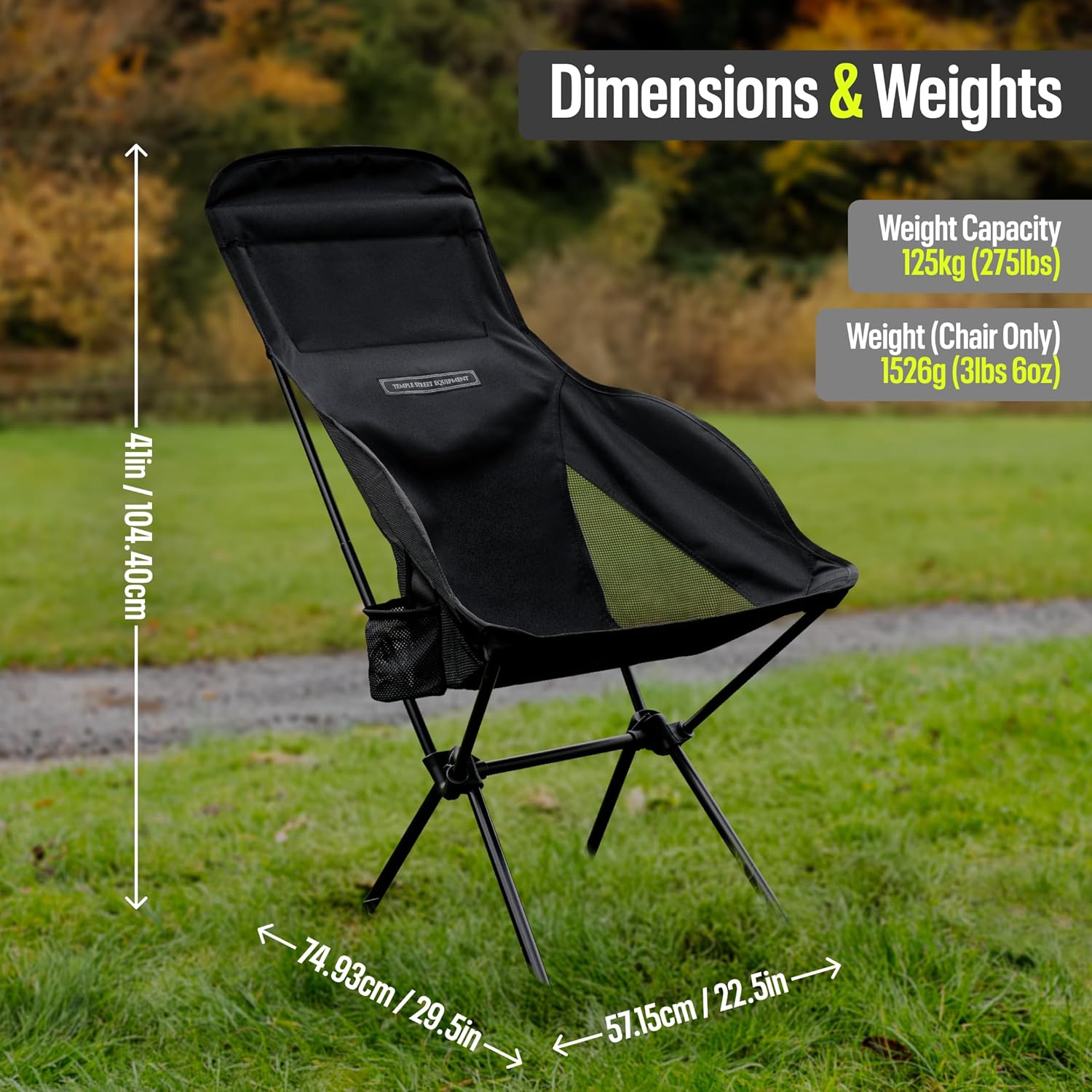 Lightweight Folding Camping Chair High Back Cup Holder Carry Bag