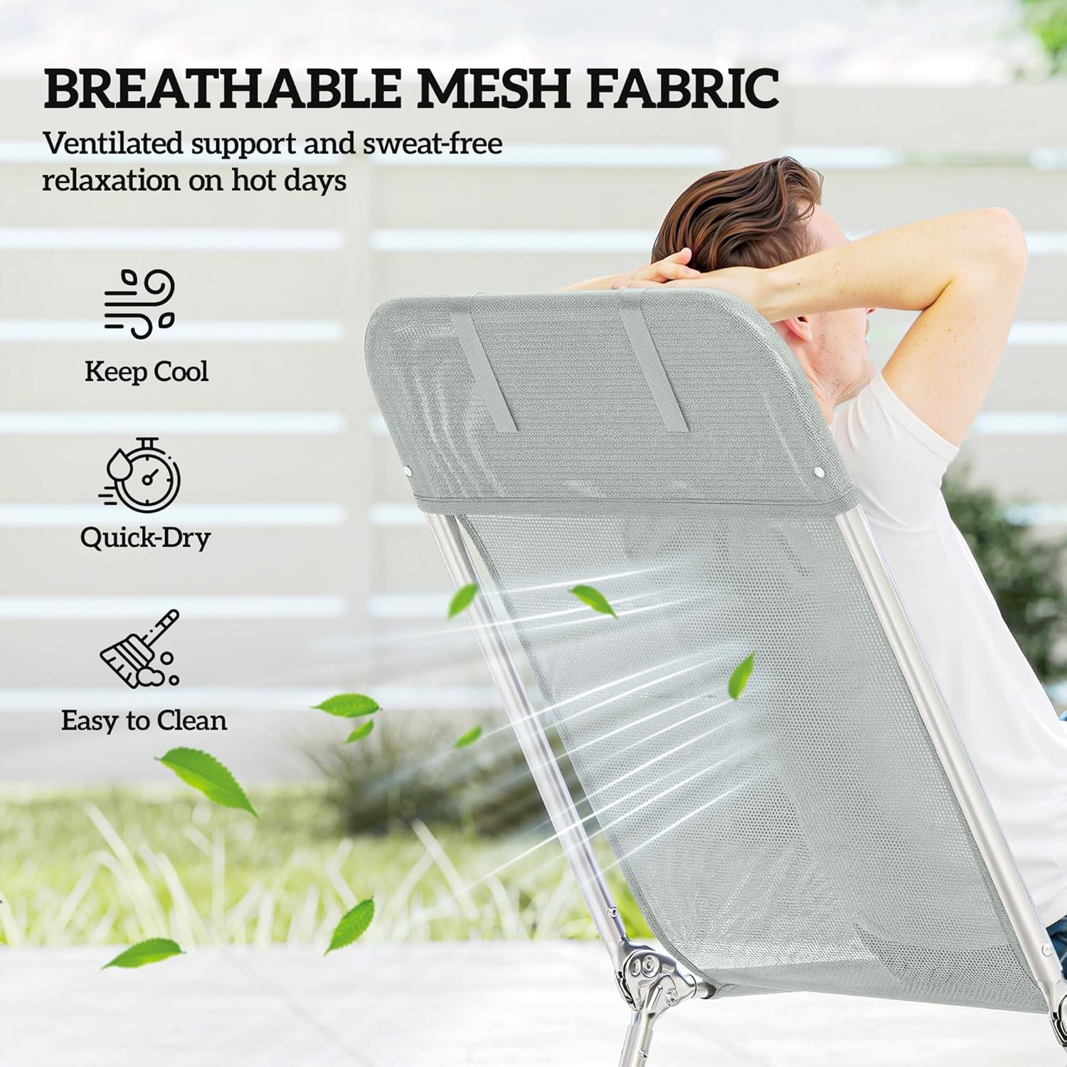 2 Folding Sun Loungers 5 Position Recliner Chairs Grey