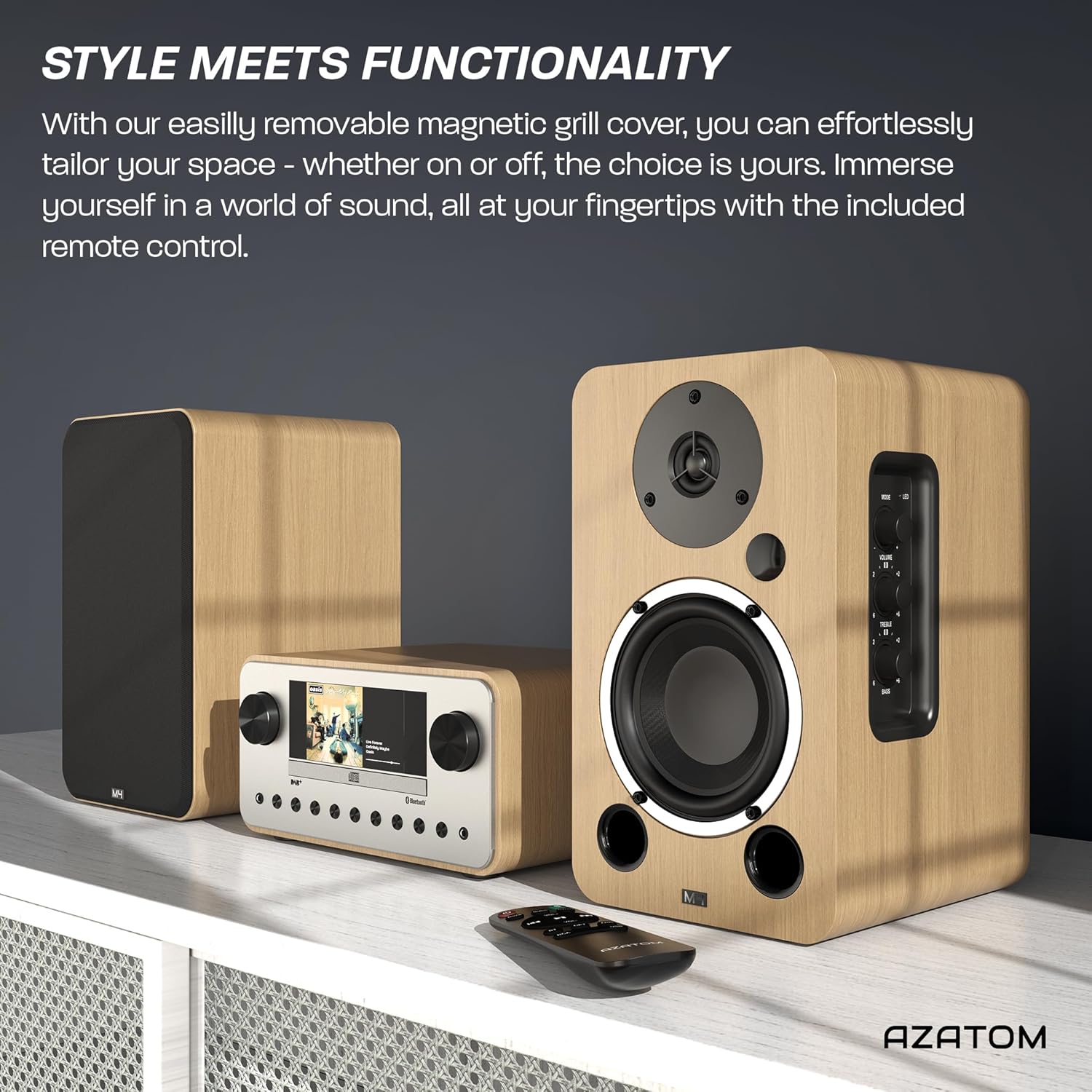 80W Bluetooth Bookshelf Speakers HiFi HDMI Optical RCA Remote