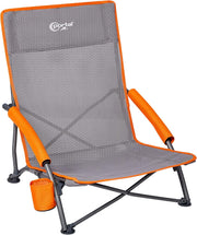 Low Beach Chair Lightweight Folding Seat with Cup Holder