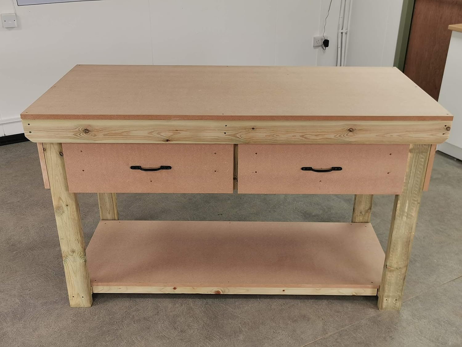 4FT Heavy Duty Wooden Workbench Garage Table w/Drawers