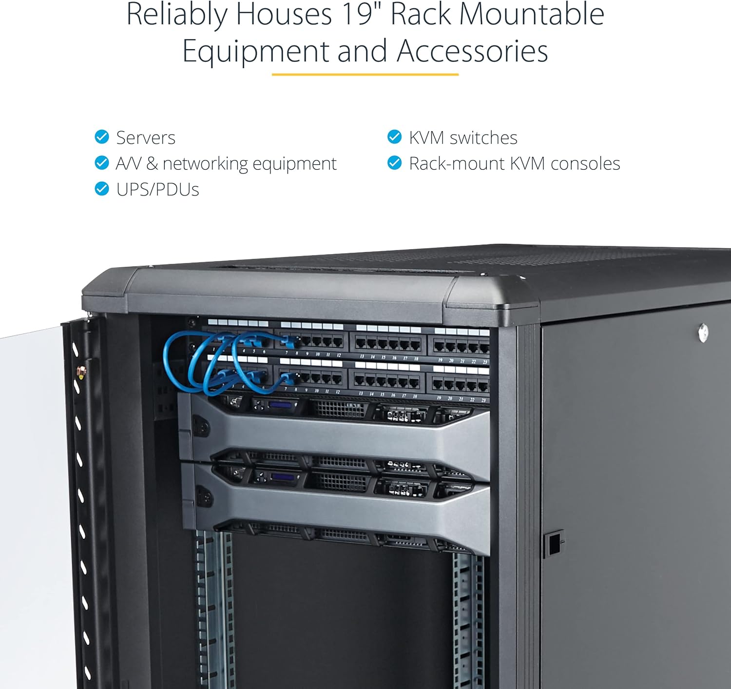 18U 19in Server Rack Cabinet Locking Glass Door Mobile Adjustable Depth