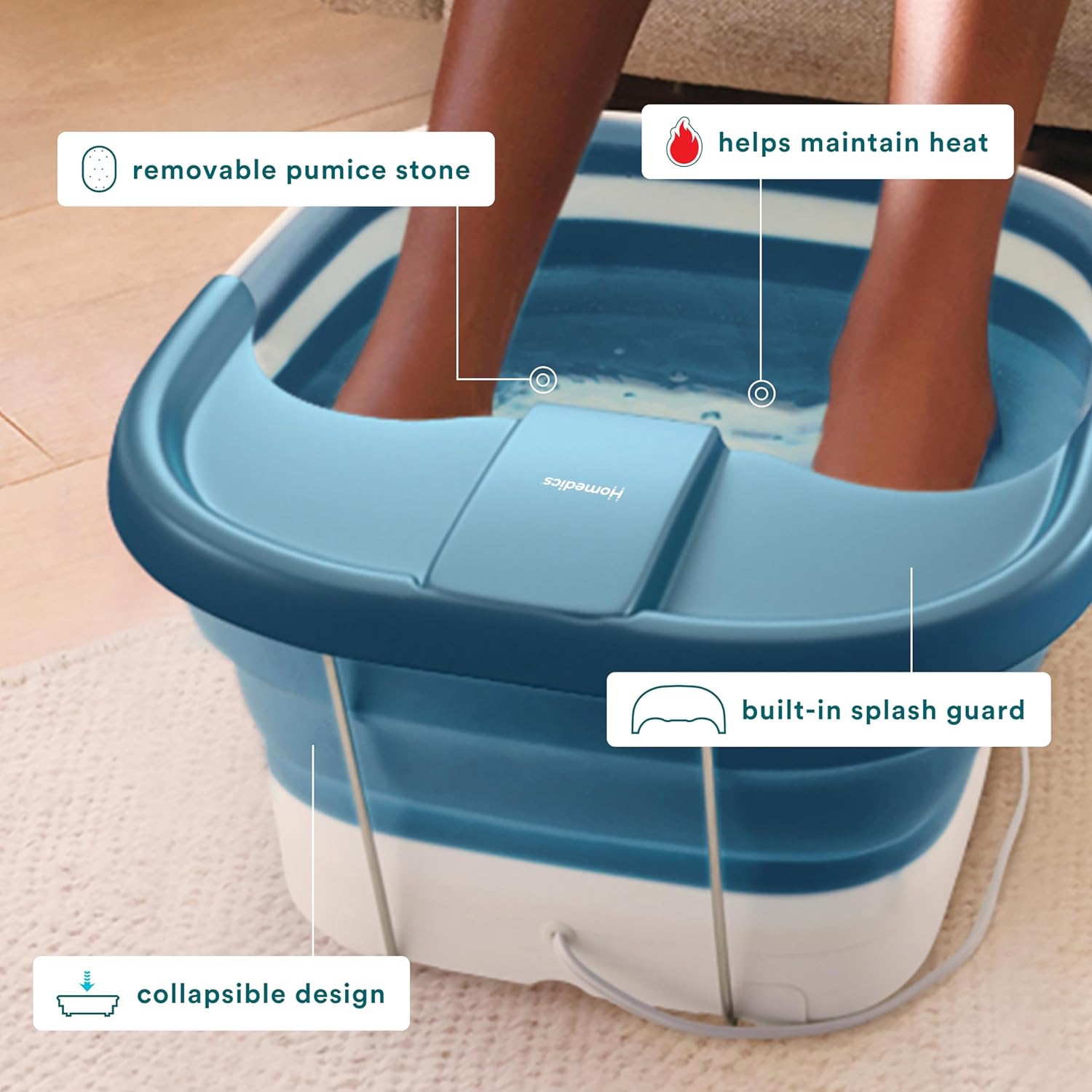 Foldable Foot Spa Bath Bubble Massage Heat Pumice Stone Tub