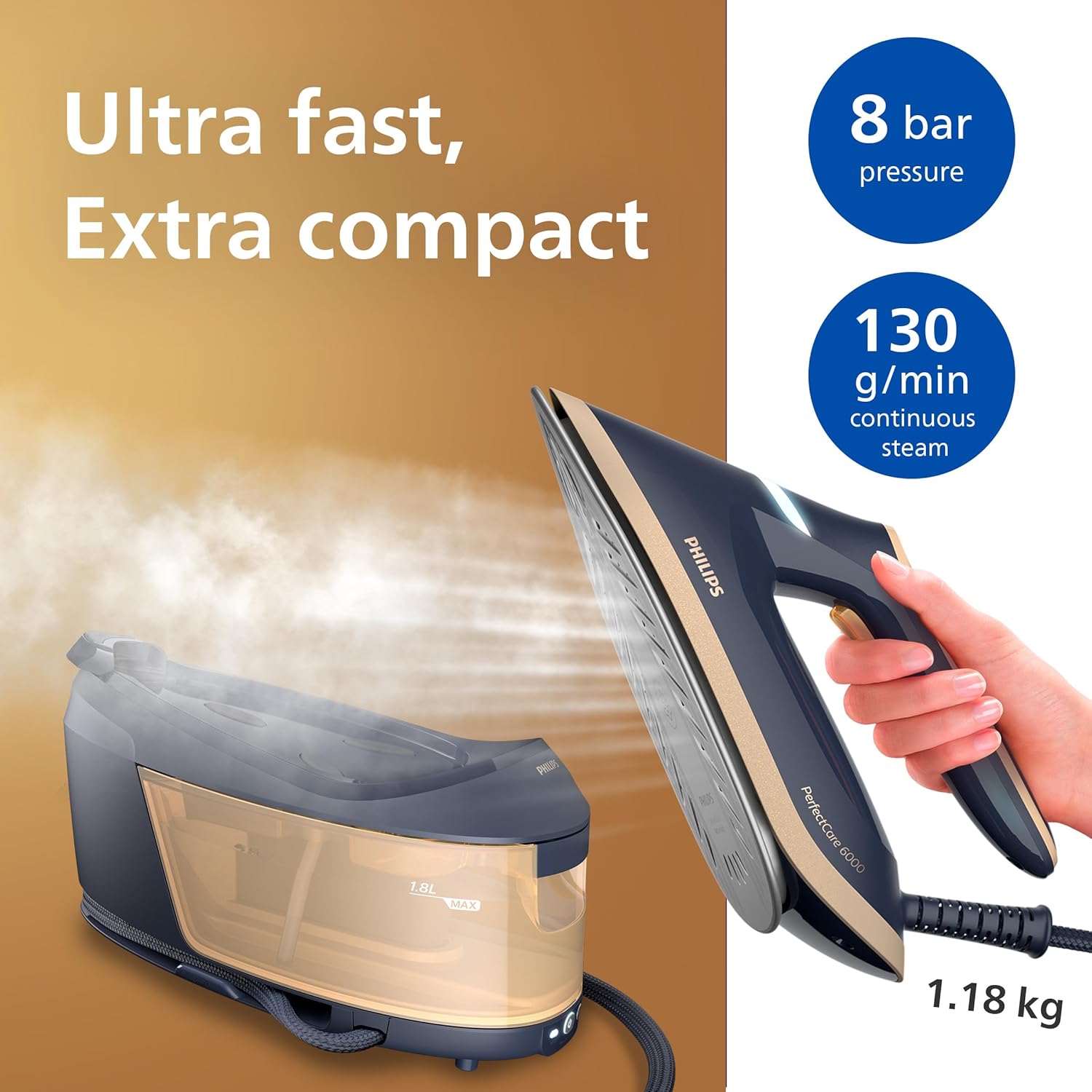 Steam Generator Iron 600g Boost 8 Bar 1.8L Tank 2400W