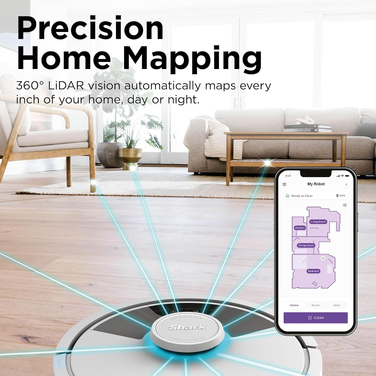 Robot Vacuum Mop Self Empty LiDAR Sonic Clean Pet Hair White