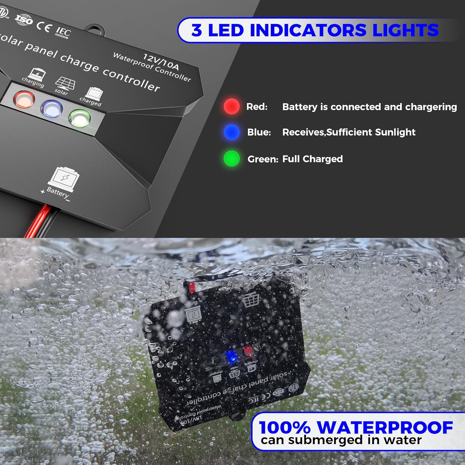 50W 12V Solar Panel Kit MPPT Controller Battery Charger RV Boat