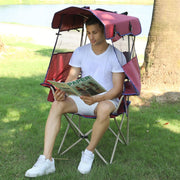 Beach Chair with Full Sun Shade Canopy Maroon