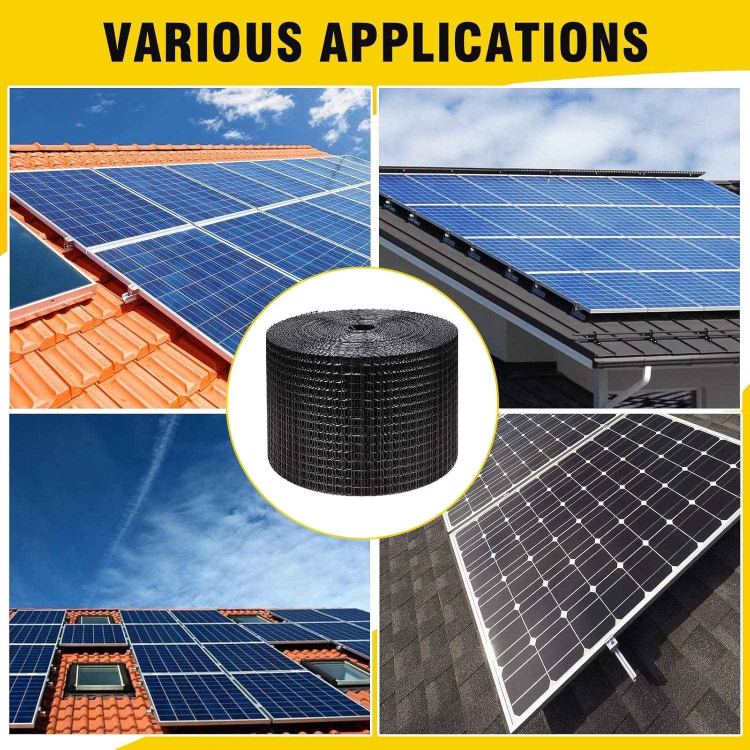 8in x 100ft Solar Panel Bird Guard Mesh with 70 Clips