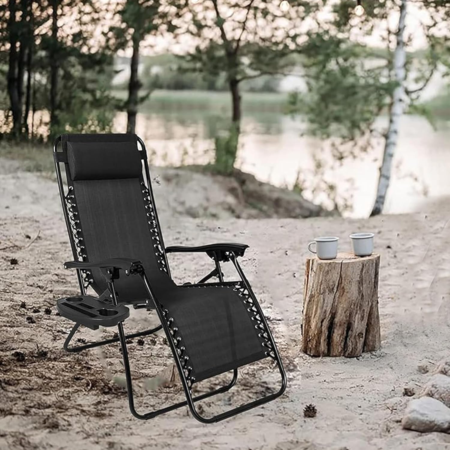 Zero Gravity Recliner Chair Black Folding Lounger