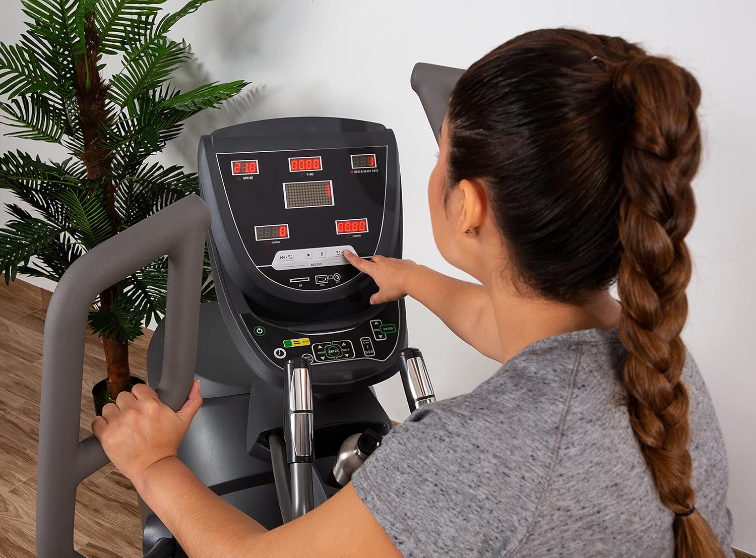 Elliptical Cross Trainer Exercise Bike Home Gym Cardio Machine LED