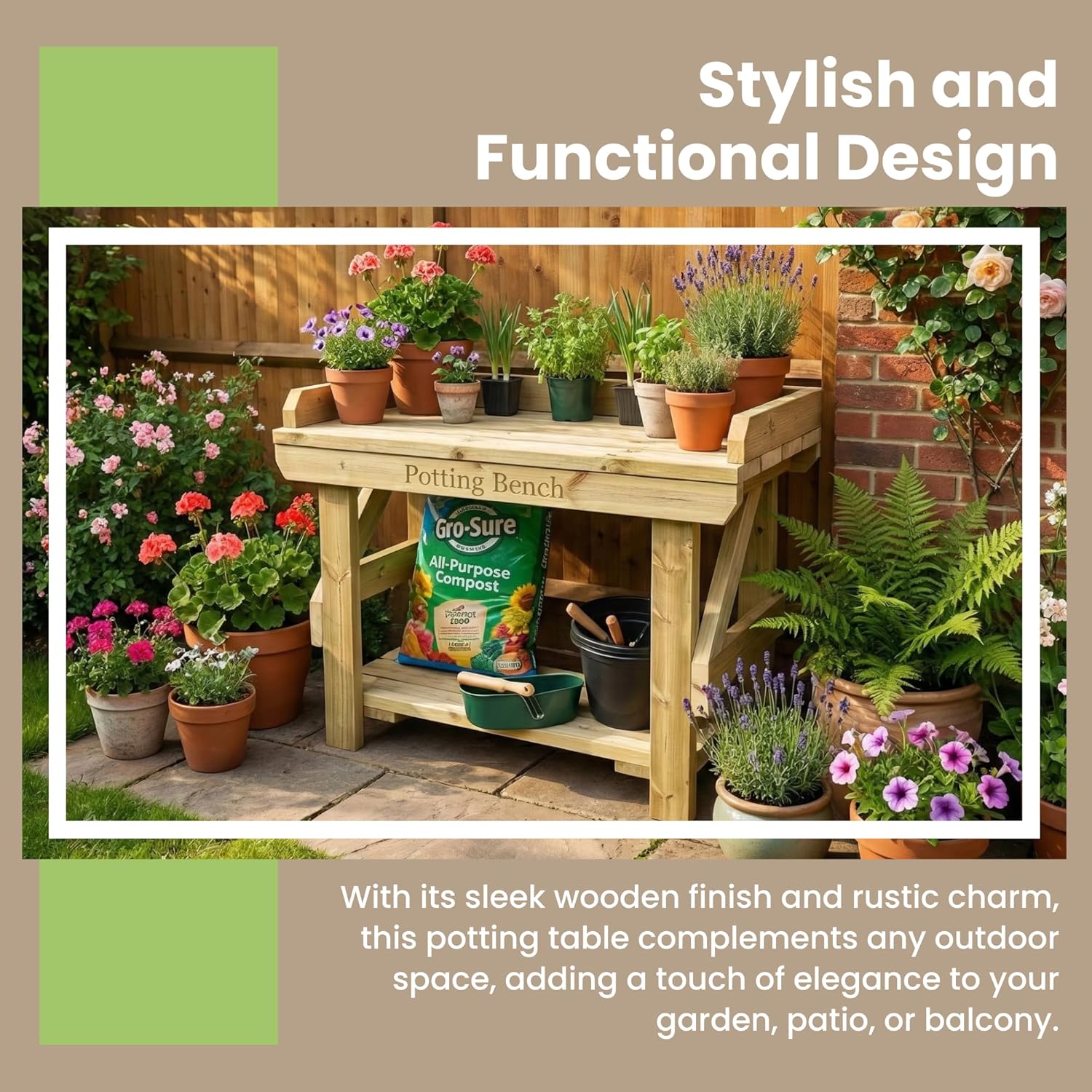 Heavy Duty Wooden Potting Table 6FT Garden Work Bench