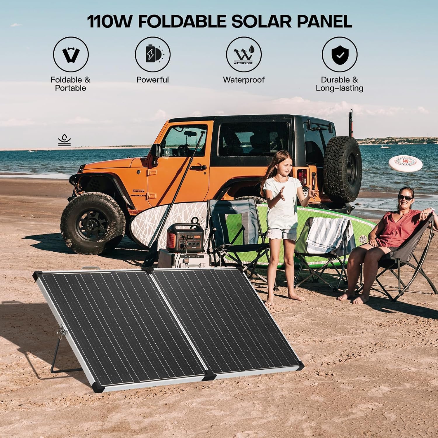 110W Foldable Solar Panel 18V Portable MPPT Camping Kit