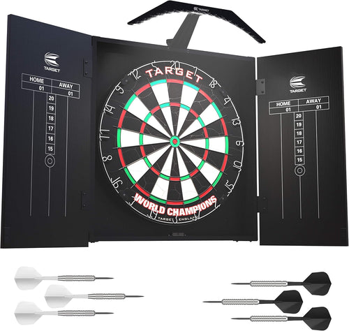 Dart Board Cabinet Set LED Light Scoreboard 2 Darts Home Game