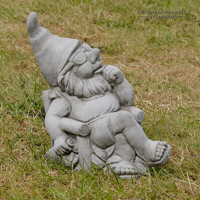 Stone Sunbathing Gnome Statue Garden Decor Outdoor