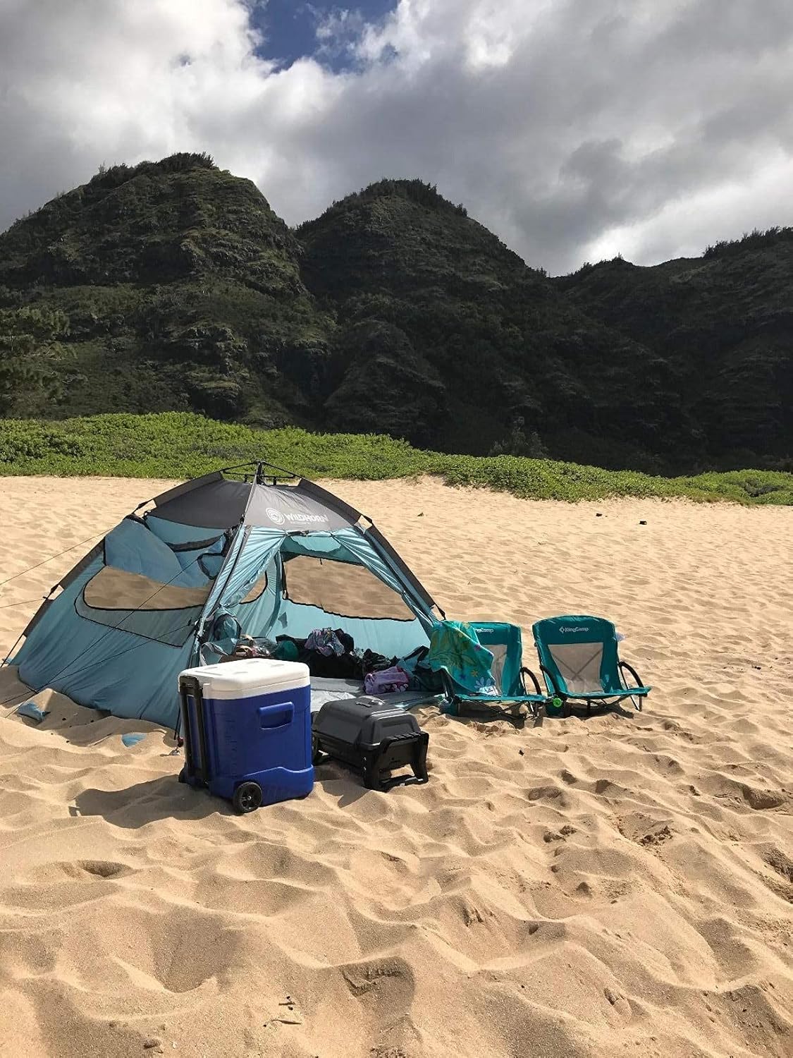 Cyan Low Folding Beach Chair Heavy Duty Portable Seat