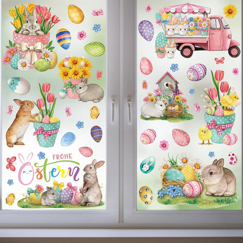 Easter Bunny Window Clings Double Sided Stickers 9 Sheets