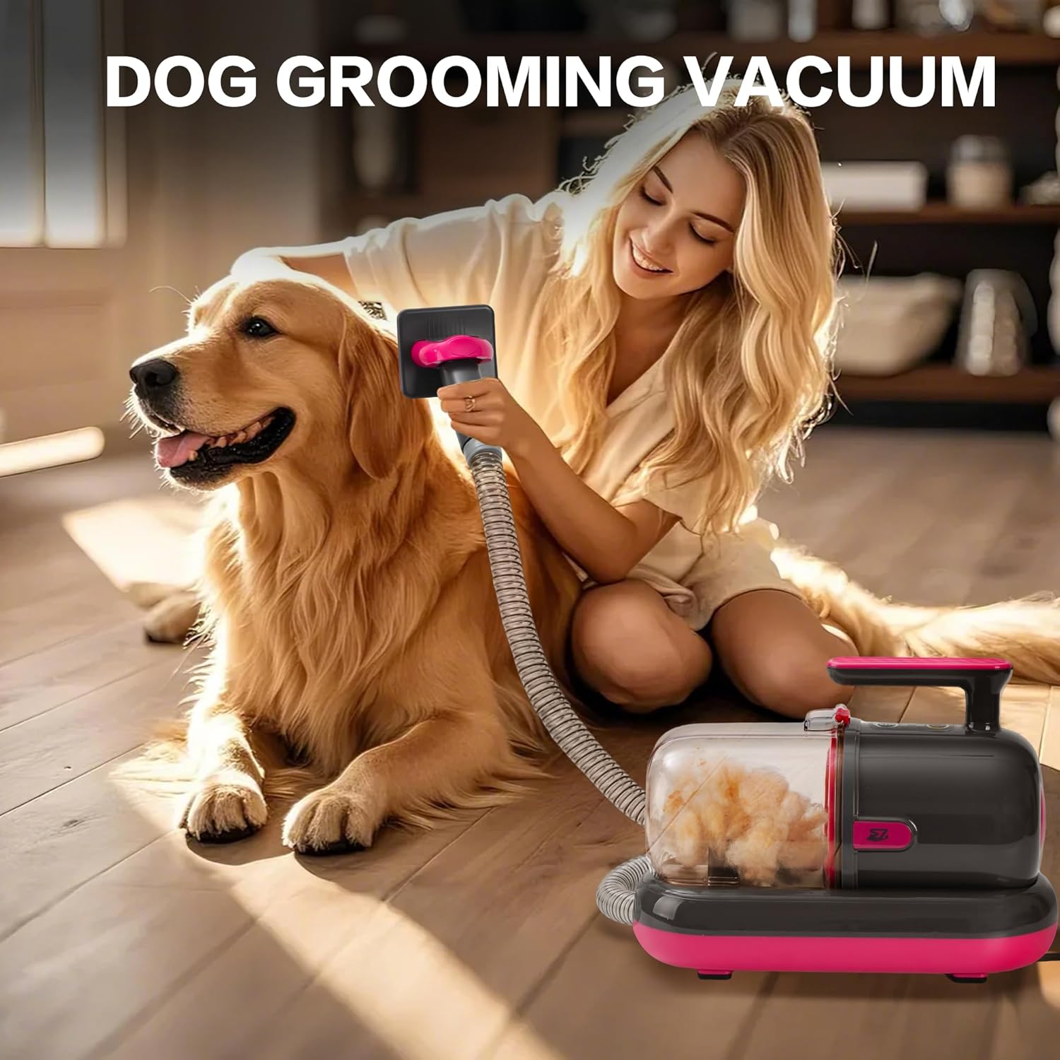 Dog Grooming Vacuum Kit Nail Grinder 1.5L 6 Comb Black